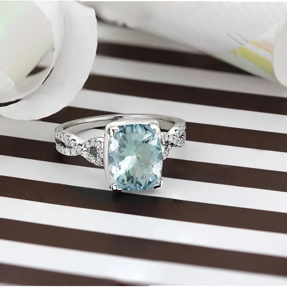 Auriya 2 1/3ct Cushion-cut Aquamarine and Diamond Engagement Ring 1/5ctw 14kt Gold sold by Zulily