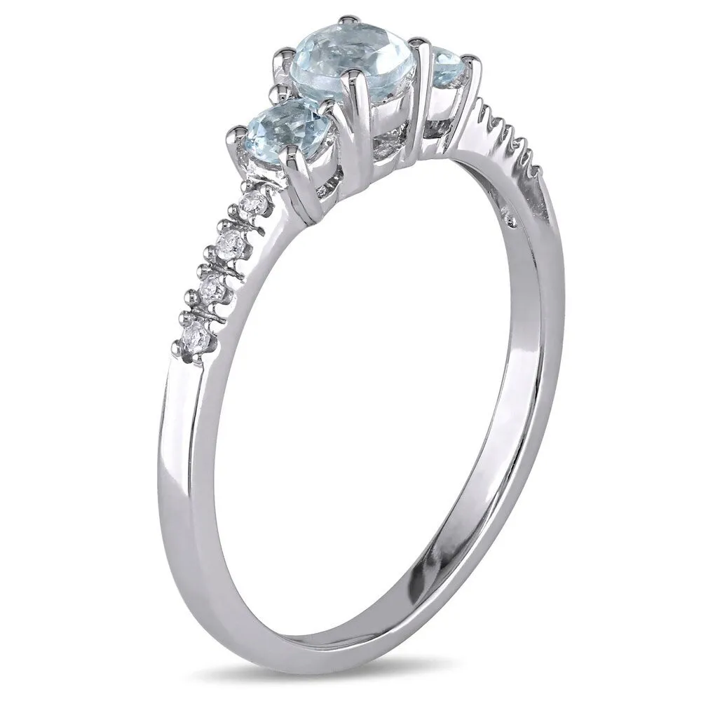 Miadora 10k White Gold Aquamarine and Diamond Ring (H-I,I2-I3) sold by Zulily product image thumbnail 3