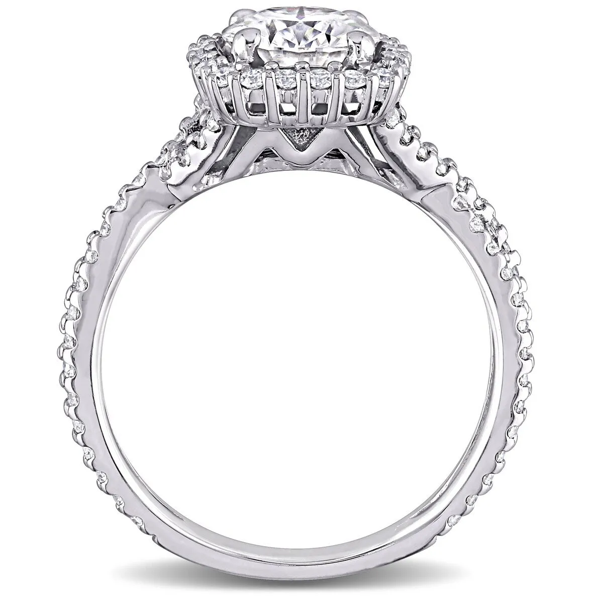 Miadora 1 1/2ct DEW Moissanite Halo Crossover Engagement Ring in 10k White Gold sold by Zulily product image thumbnail 5