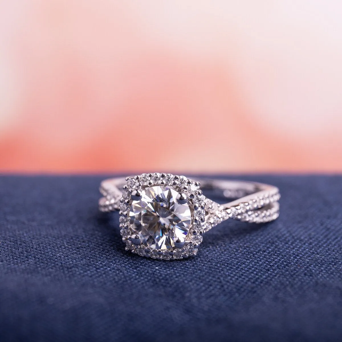 Miadora 1 1/2ct DEW Moissanite Halo Crossover Engagement Ring in 10k White Gold sold by Zulily product image thumbnail 2