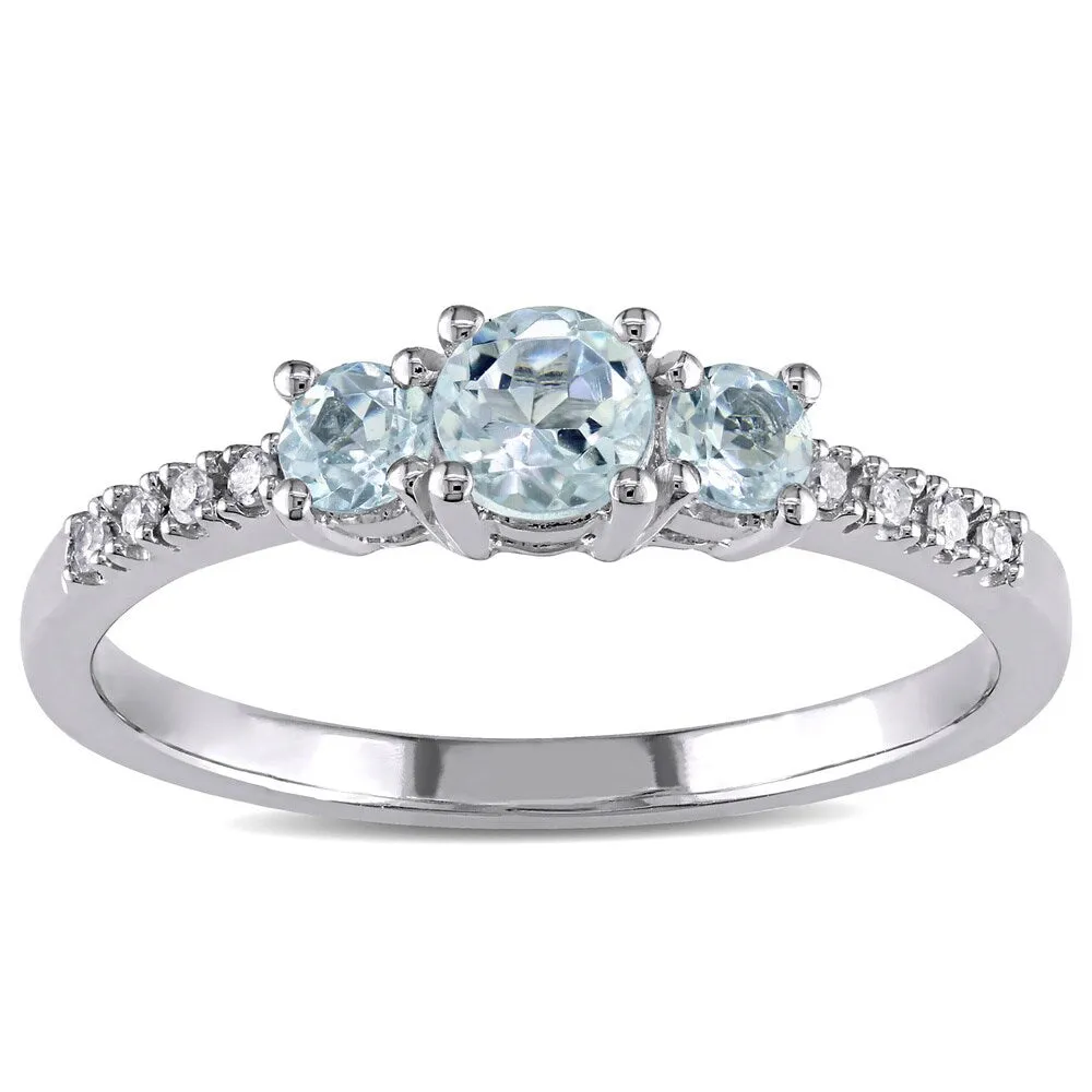 Miadora 10k White Gold Aquamarine and Diamond Ring (H-I,I2-I3) sold by Zulily