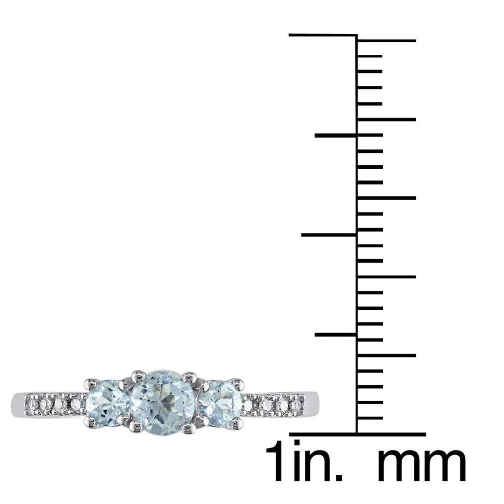 Miadora 10k White Gold Aquamarine and Diamond Ring (H-I,I2-I3) sold by Zulily product image thumbnail 4