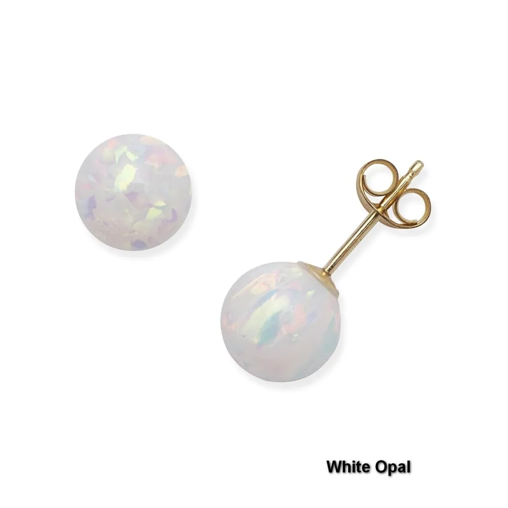 14k Yellow Gold 7mm Round Reconstructed Opal Ball Earrings sold by Zulily product image thumbnail 2