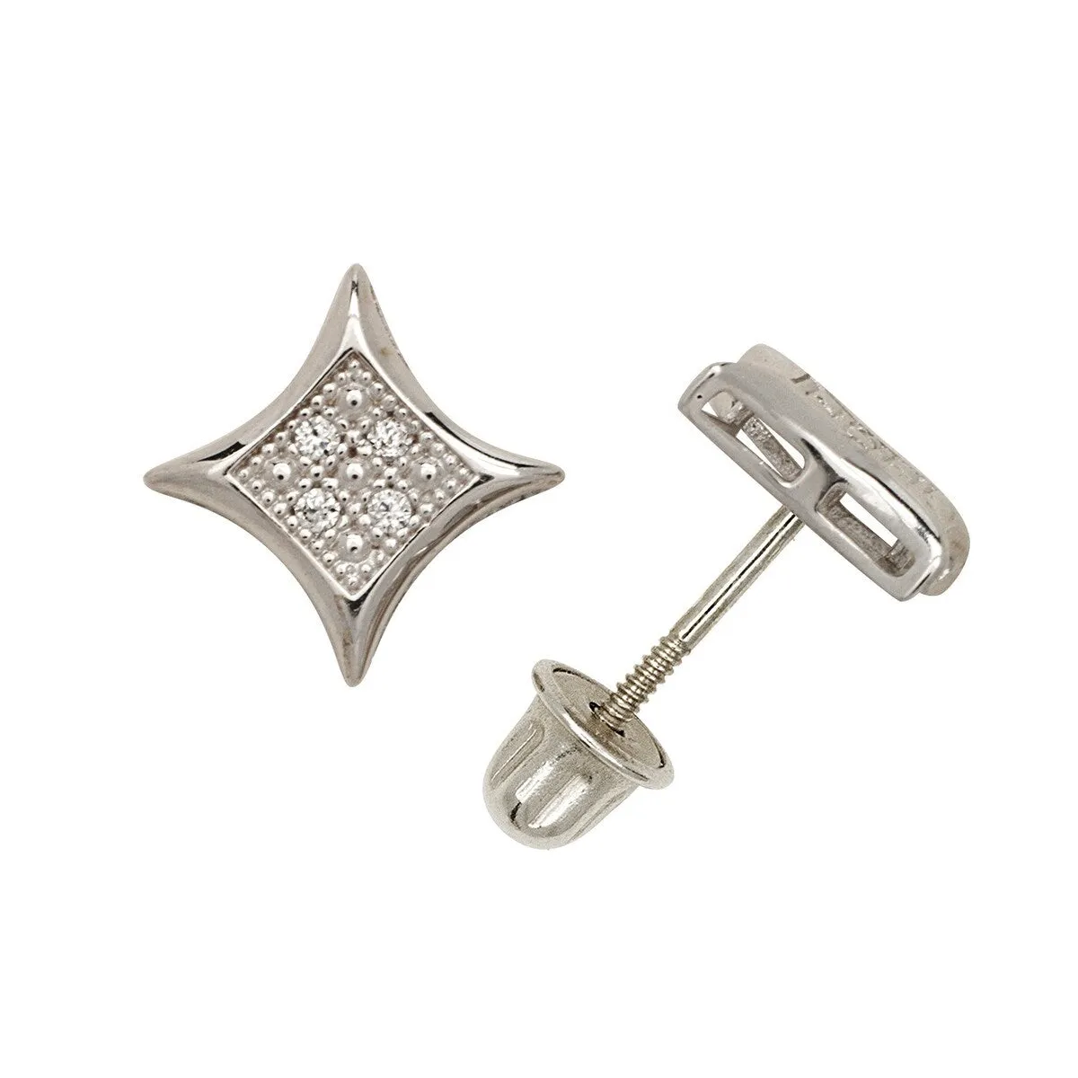 Curata 14k Gold 6mm Cubic Zirconia Micropave Kite Square Screw Back Earrings sold by Zulily product image thumbnail 3