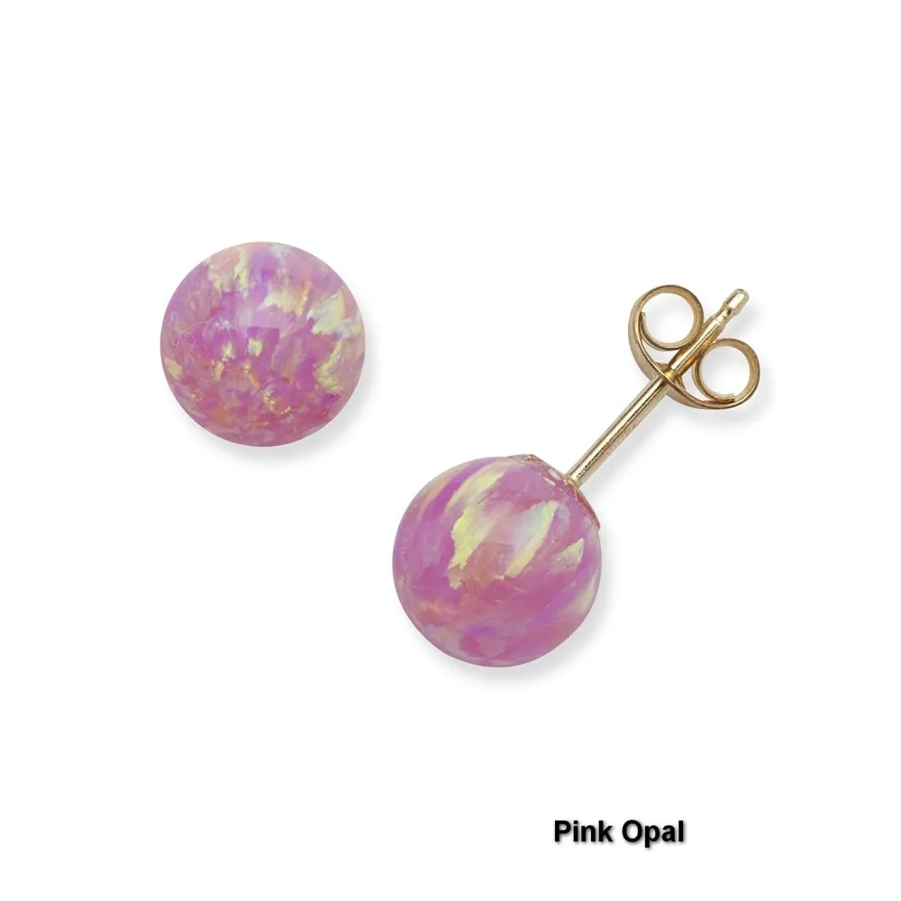 14k Yellow Gold 7mm Round Reconstructed Opal Ball Earrings sold by Zulily product image thumbnail 4