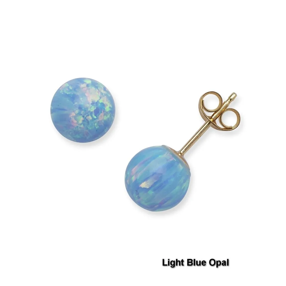 14k Yellow Gold 7mm Round Reconstructed Opal Ball Earrings sold by Zulily product image thumbnail 3