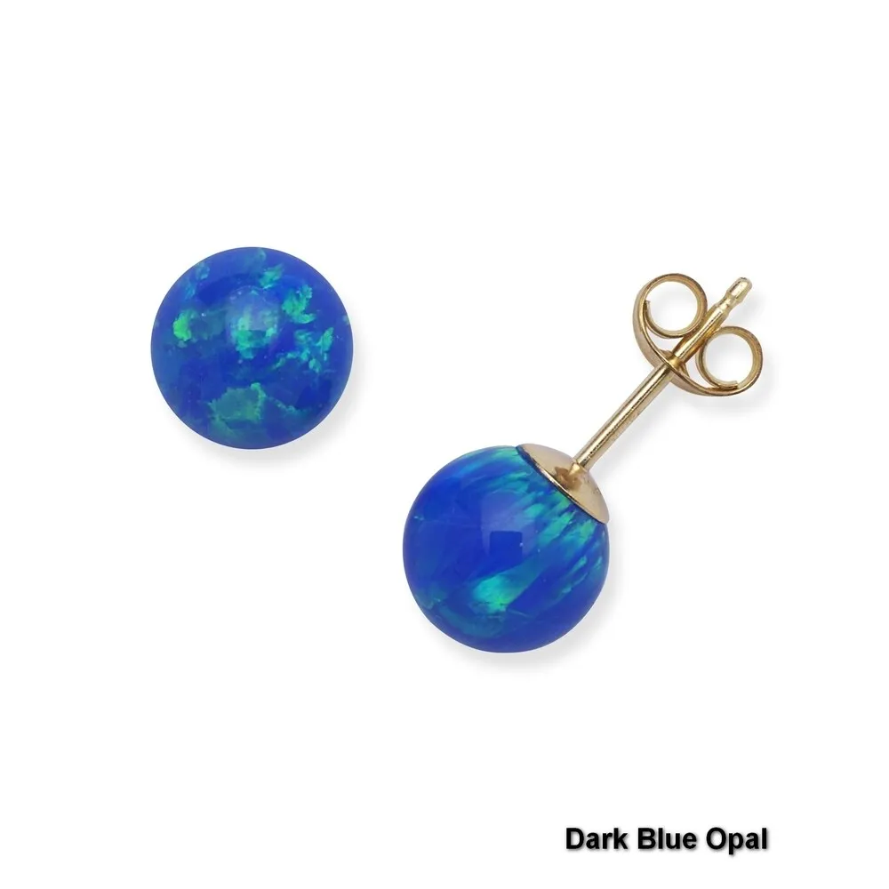 14k Yellow Gold 7mm Round Reconstructed Opal Ball Earrings sold by Zulily product image thumbnail 5