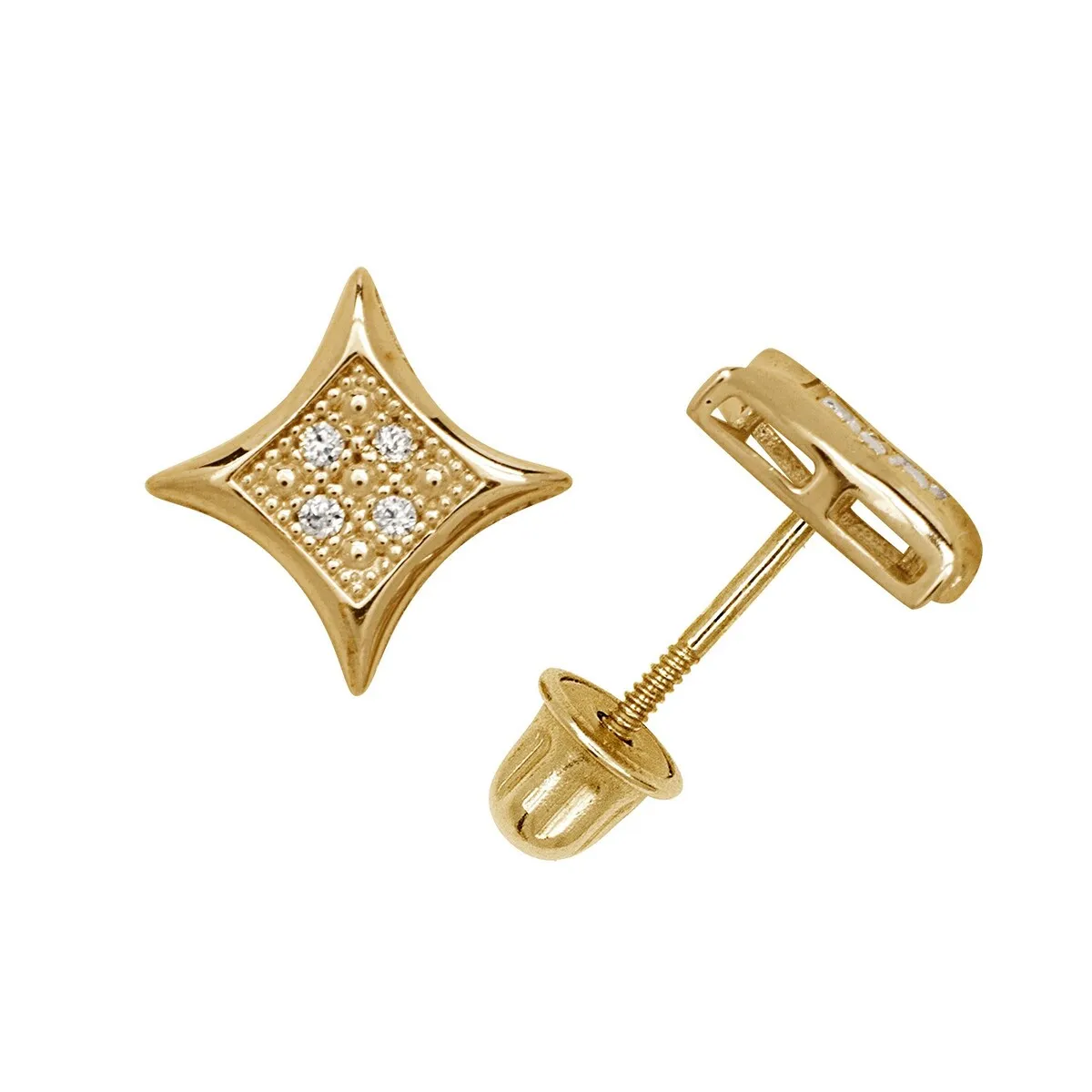Curata 14k Gold 6mm Cubic Zirconia Micropave Kite Square Screw Back Earrings sold by Zulily product image thumbnail 4