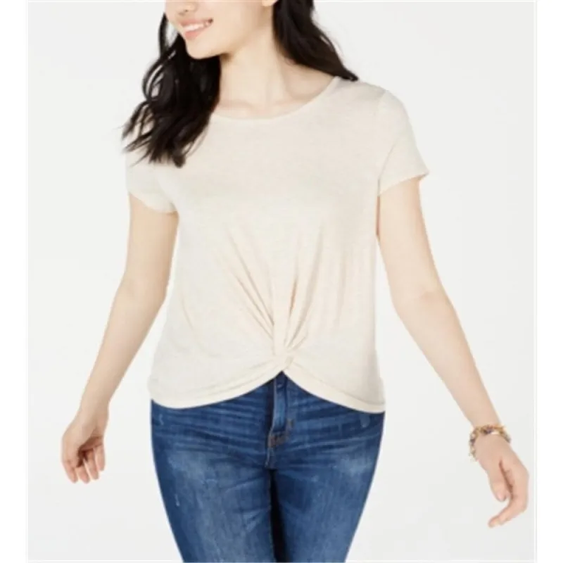 PINK ROSE Women's Knotted Bottom T-Shirt Casual Top S Juniors Beige Size Small sold by Zulily
