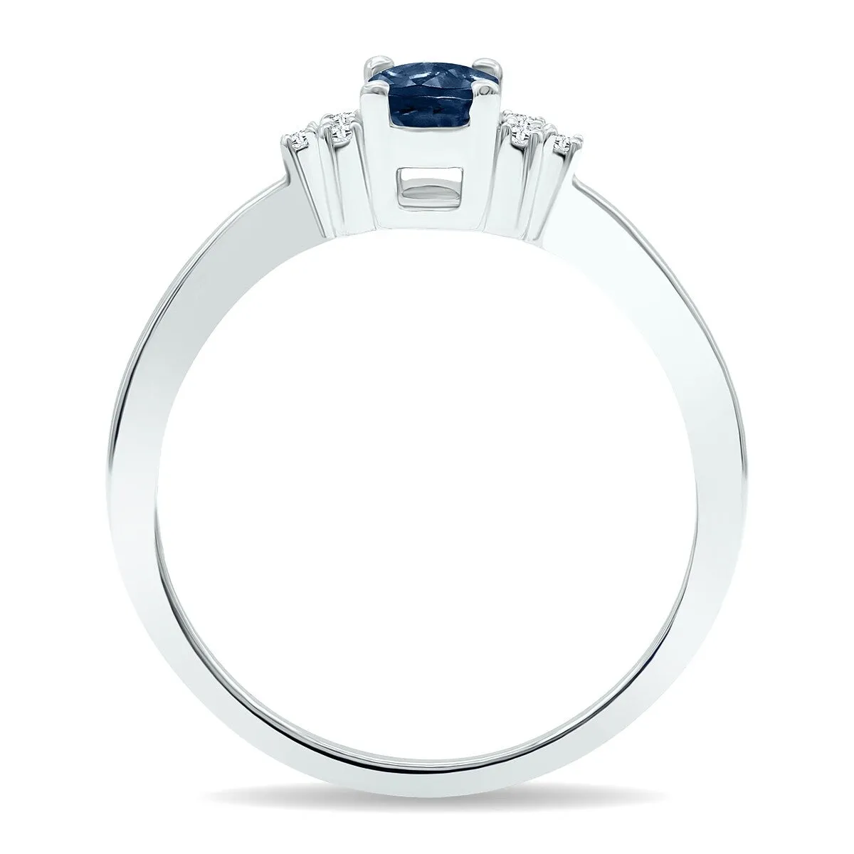 Women's Sapphire and Diamond Half Moon Ring in 10K White Gold sold by Zulily product image thumbnail 2