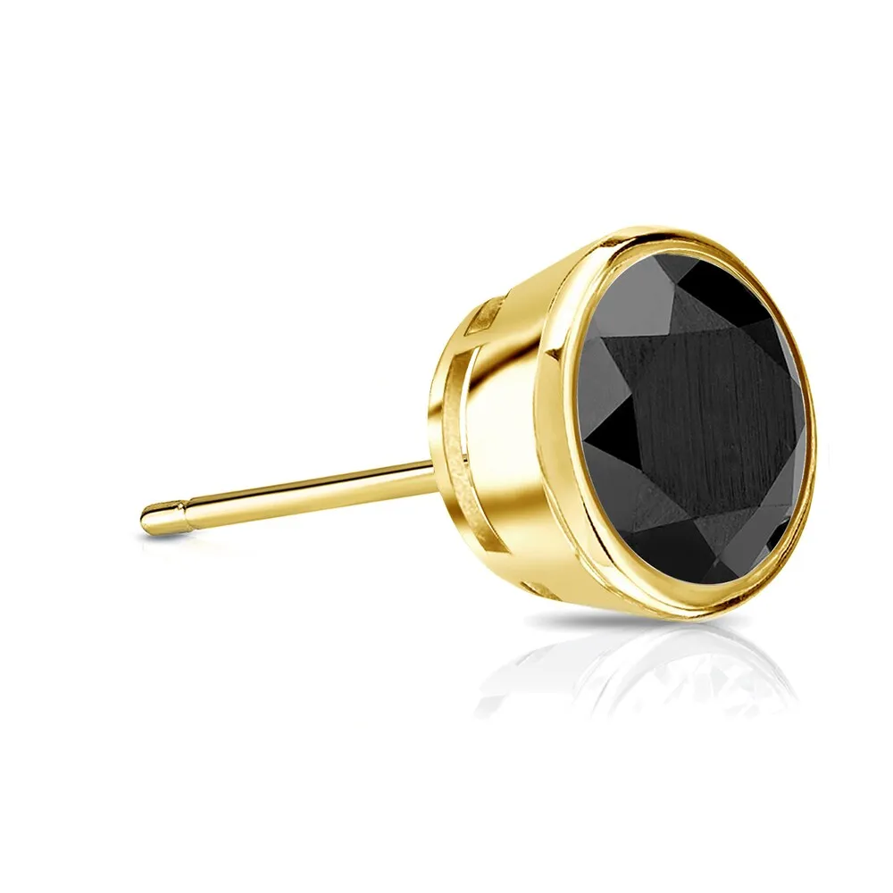 Auriya 14k Gold 1ct TDW Bezel-Set Round SINGLE (1) Black Diamond Stud Earring sold by Zulily