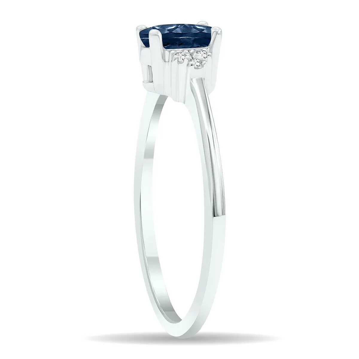 Women's Sapphire and Diamond Half Moon Ring in 10K White Gold sold by Zulily product image thumbnail 3