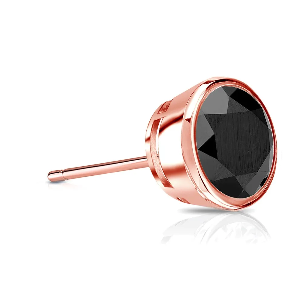 Auriya 14k Gold 1ct TDW Bezel-Set Round SINGLE (1) Black Diamond Stud Earring sold by Zulily product image thumbnail 3
