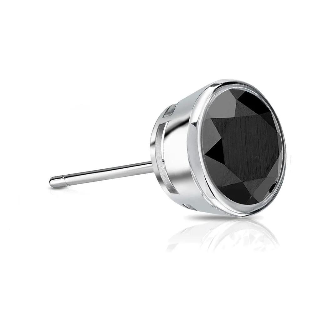 Auriya 14k Gold 1ct TDW Bezel-Set Round SINGLE (1) Black Diamond Stud Earring sold by Zulily product image thumbnail 2