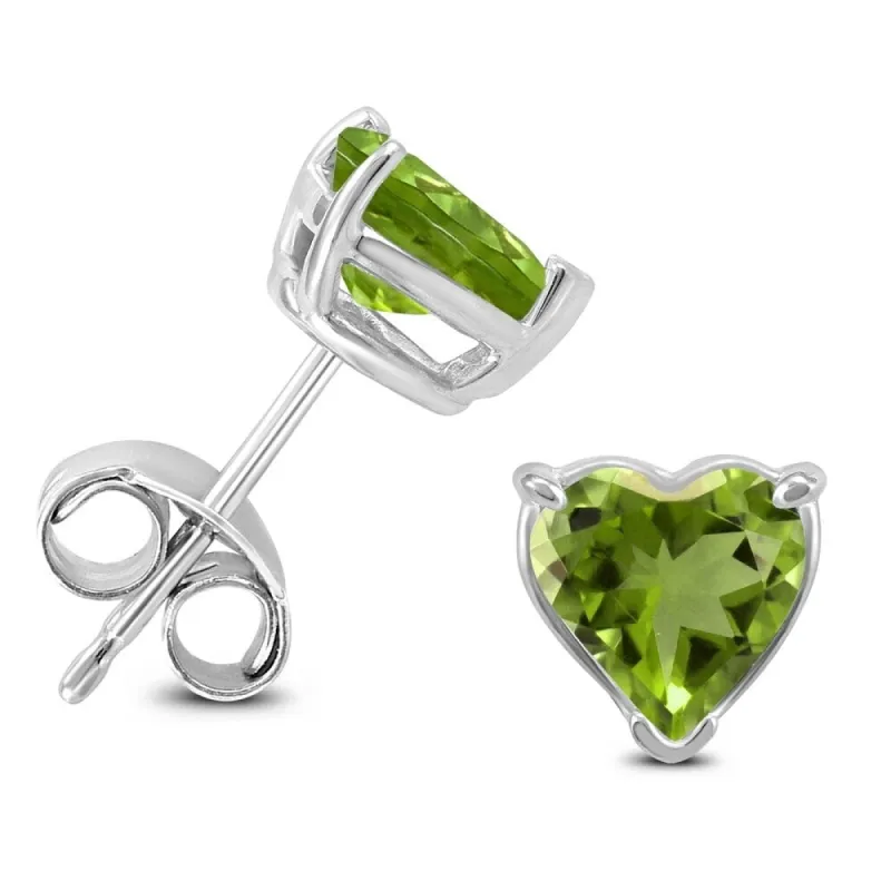 14K White Gold 7MM Heart Peridot Earrings sold by Zulily