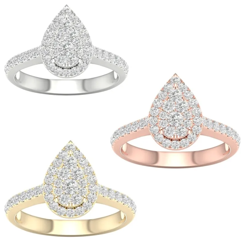 De Couer IGI Certified 10k Gold 3/4ct TDW Diamond Pear-Shaped Halo Engagement Ring sold by Zulily