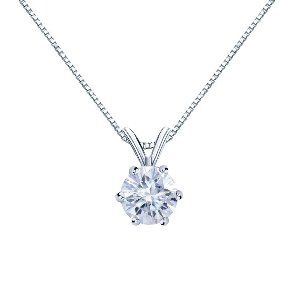 Auriya 14k Gold 1 3/4ctw Round Solitaire Moissanite Necklace 6-prong Basket - 7.8 mm sold by Zulily product image thumbnail 4