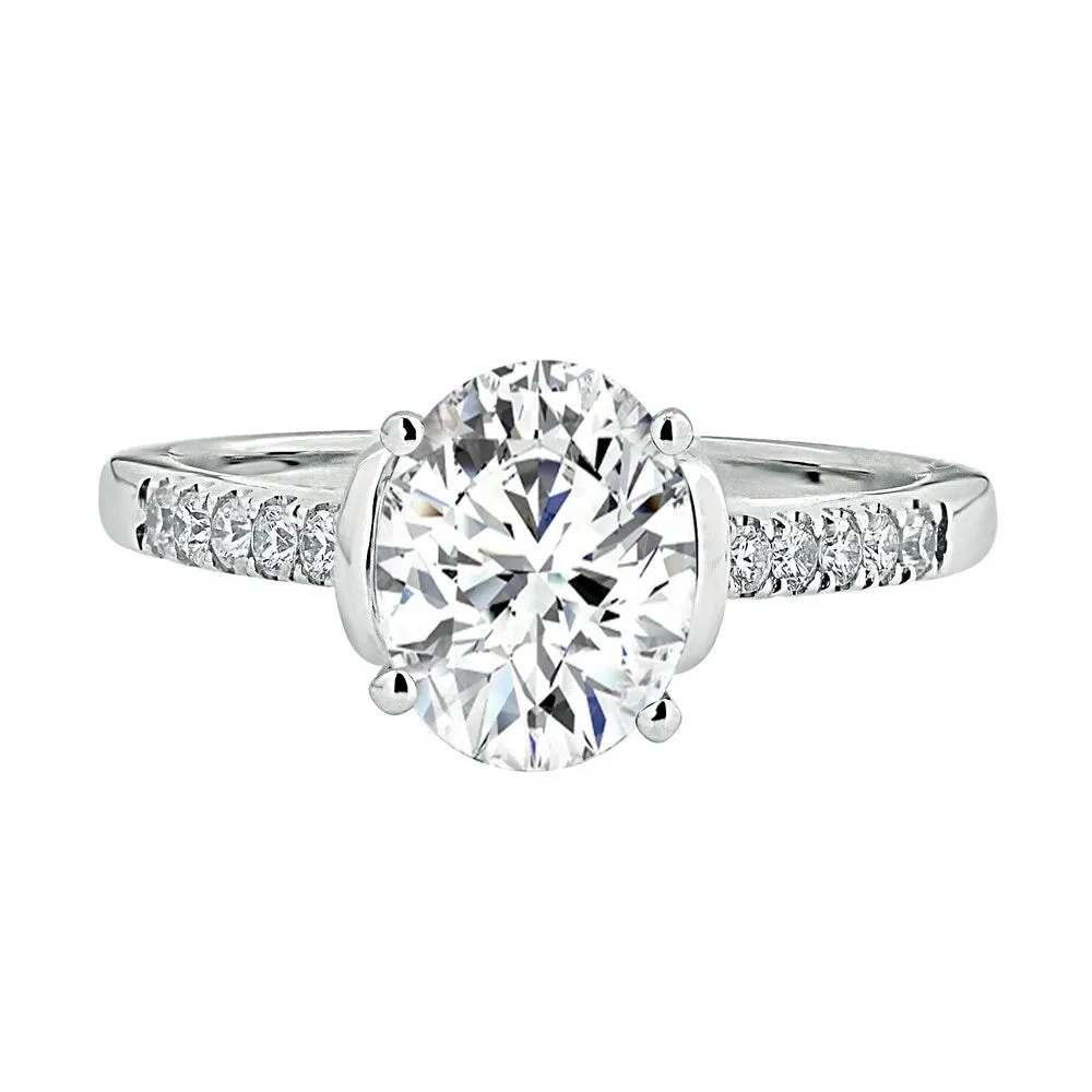 Moissanite by Auriya 14k Gold 2ct Oval-cut and 1/6ctw Diamond Engagement Ring sold by Zulily product image thumbnail 3