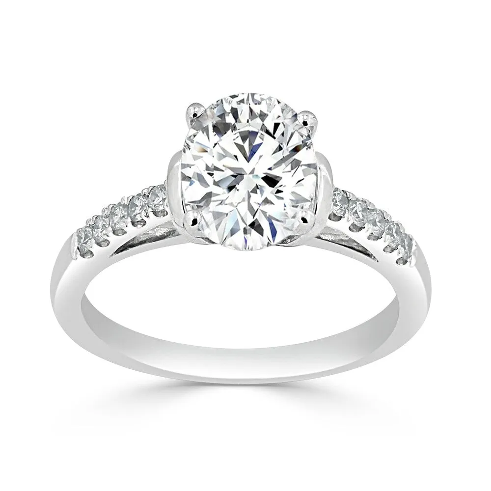 Moissanite by Auriya 14k Gold 2ct Oval-cut and 1/6ctw Diamond Engagement Ring sold by Zulily product image thumbnail 2