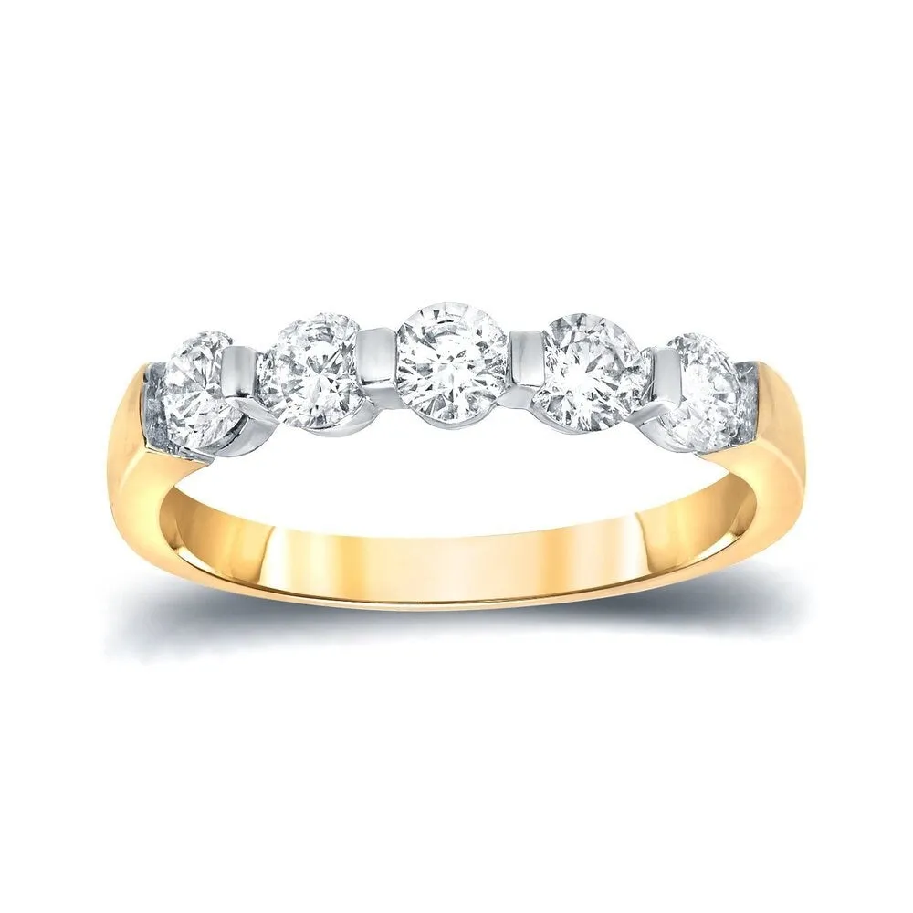 Auriya 3/4ctw Round 5-Stone Diamond Wedding Band 14k Gold sold by Zulily