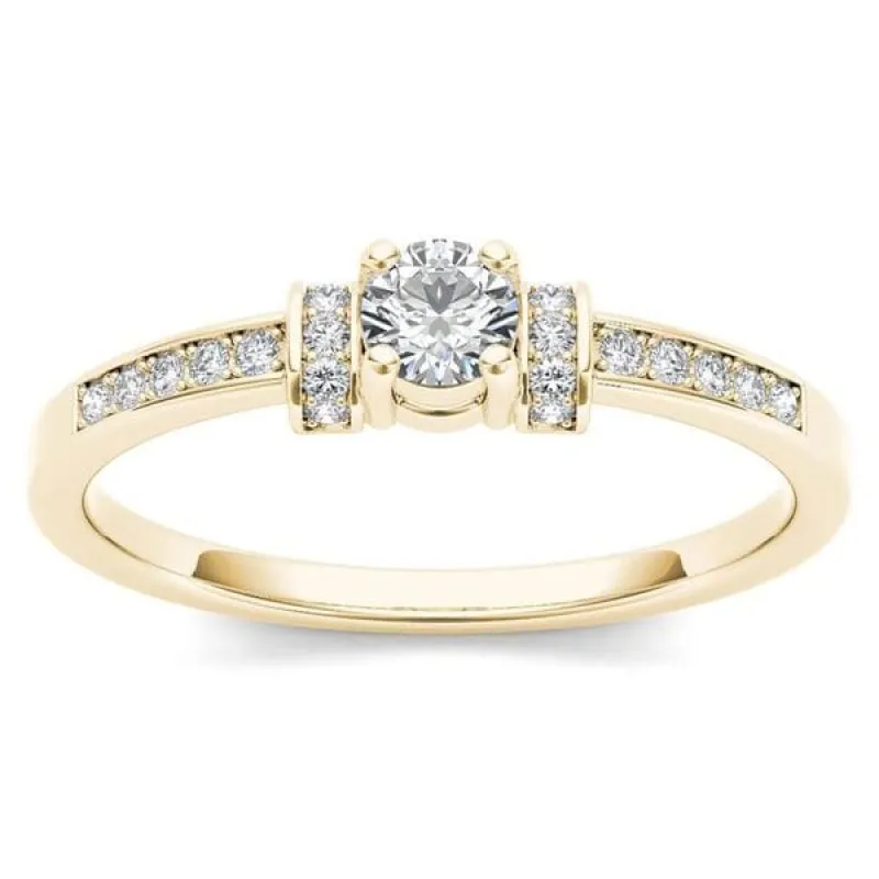 De Couer 10k Yellow Gold 1/4ct TDW Diamond Classic Engagement Ring sold by Zulily