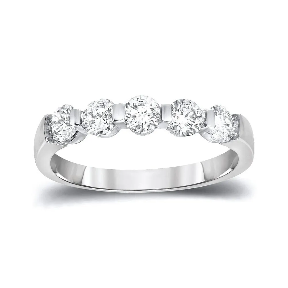 Auriya 3/4ctw Round 5-Stone Diamond Wedding Band 14k Gold sold by Zulily product image thumbnail 2