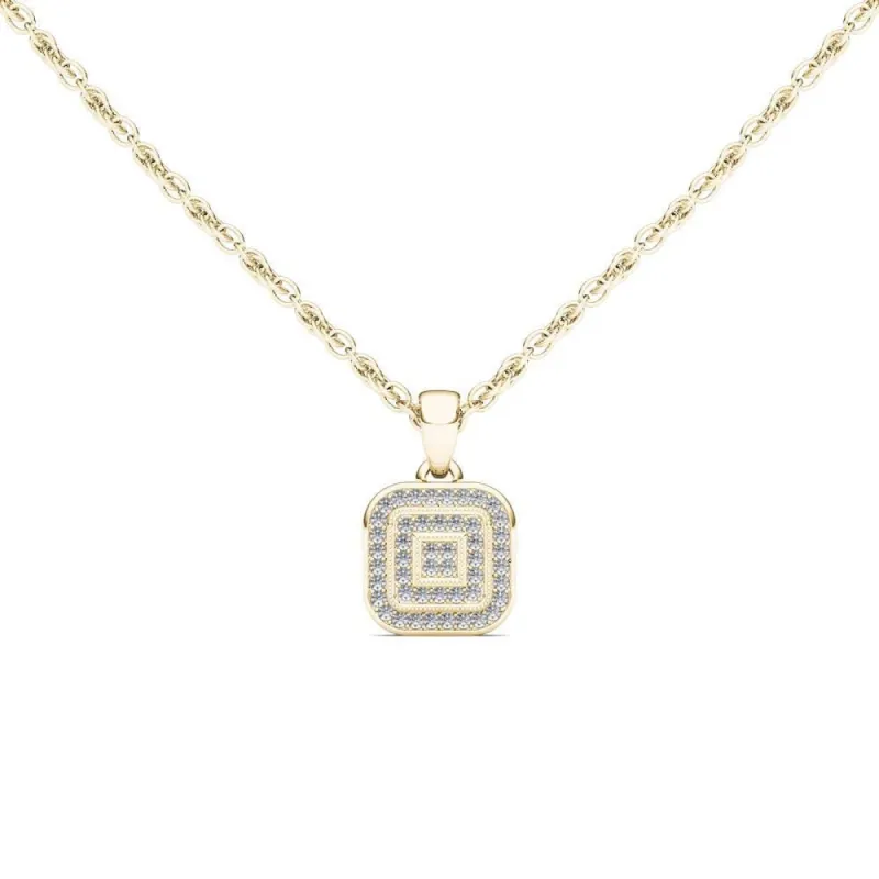De Couer IGI Certified 10k Yellow Gold 1/10ct TDW Diamond Halo Necklace sold by Zulily