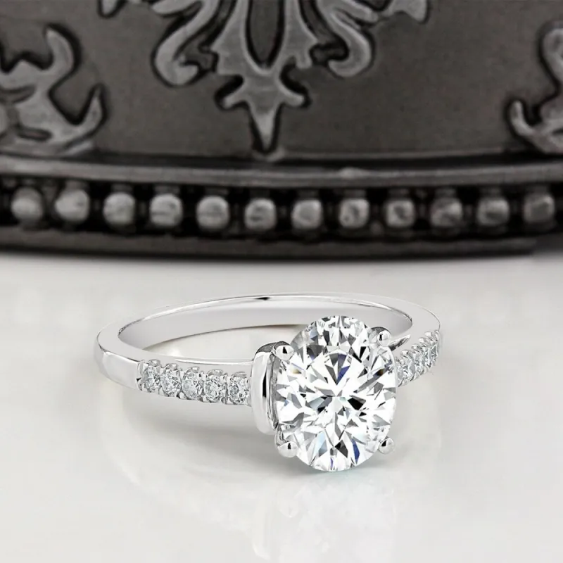 Moissanite by Auriya 14k Gold 2ct Oval-cut and 1/6ctw Diamond Engagement Ring sold by Zulily