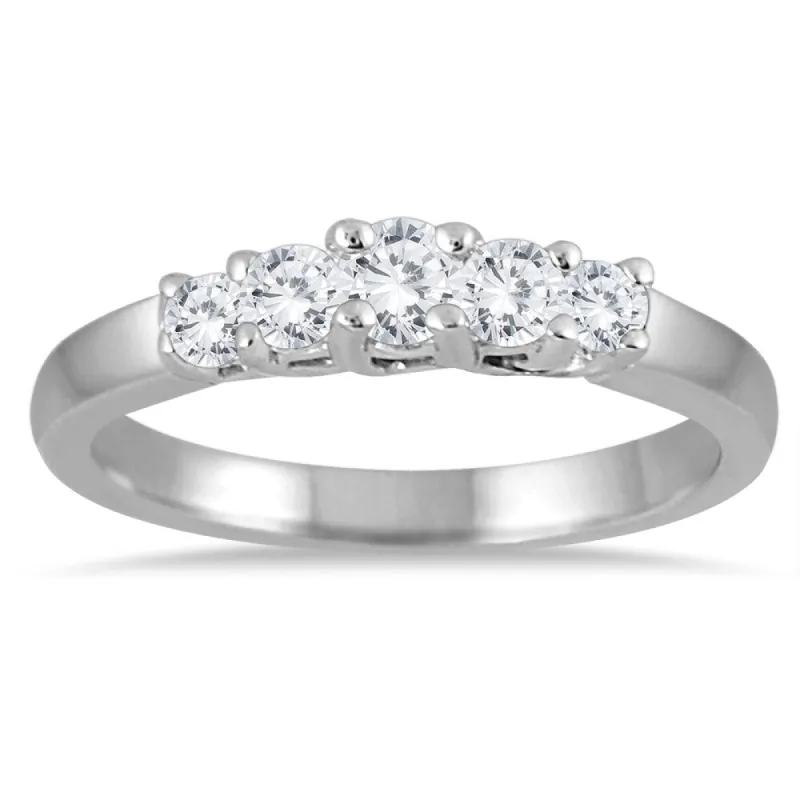 Marquee Jewels 10k White Gold 1/2ct TW Diamond 5-stone Ring sold by Zulily