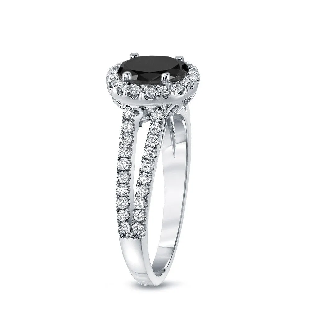 14k Gold Round 1 1/3ct TDW Black Diamond with Halo Engagement Ring by Auriya sold by Zulily product image thumbnail 4