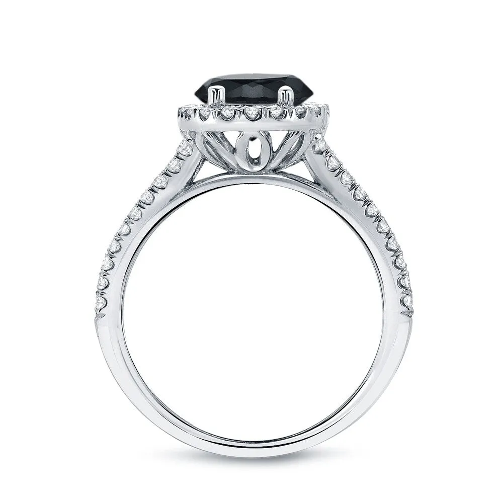 14k Gold Round 1 1/3ct TDW Black Diamond with Halo Engagement Ring by Auriya sold by Zulily product image thumbnail 5