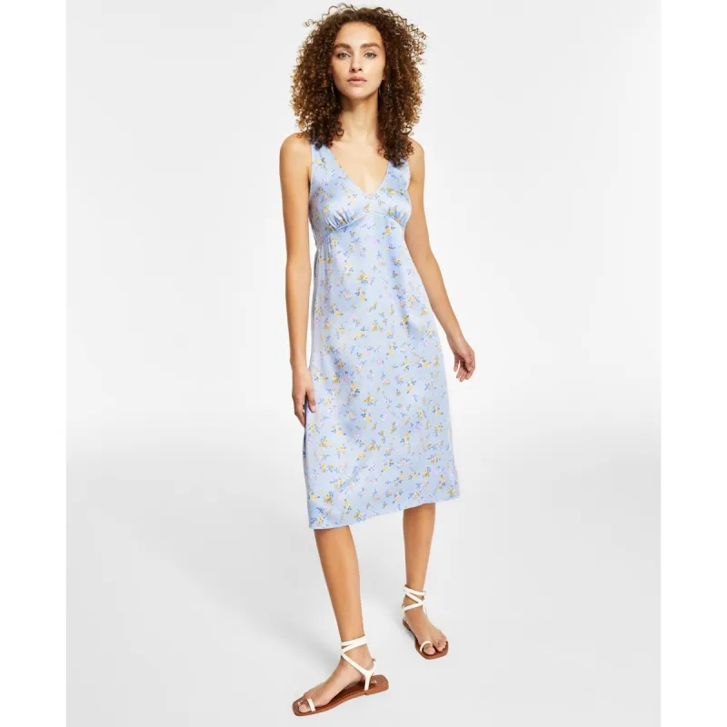 Hippie Rose Junior's V Neck Fit & Flare Midi Dress Blue Size X-Small sold by Zulily