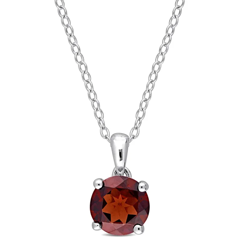 Miadora Garnet Solitaire Birthstone Necklace in Sterling Silver sold by Zulily
