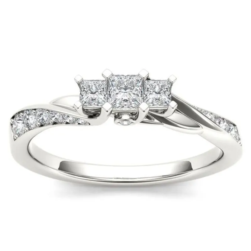 De Couer IGI Certified 10k White Gold 1/2ct TDW Diamond Three-Stone Anniversary Ring sold by Zulily