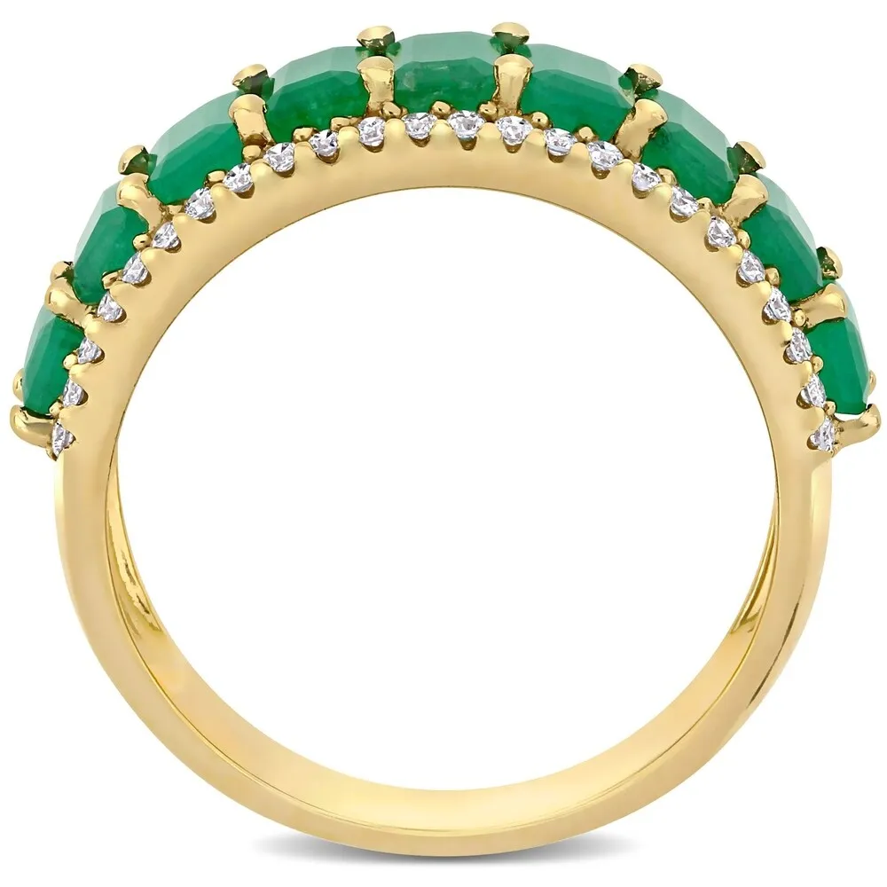 Miadora 14k Yellow Gold Octagon-Cut Emerald and 1/3ct TDW Diamond Anniversary Band Ring sold by Zulily product image thumbnail 3