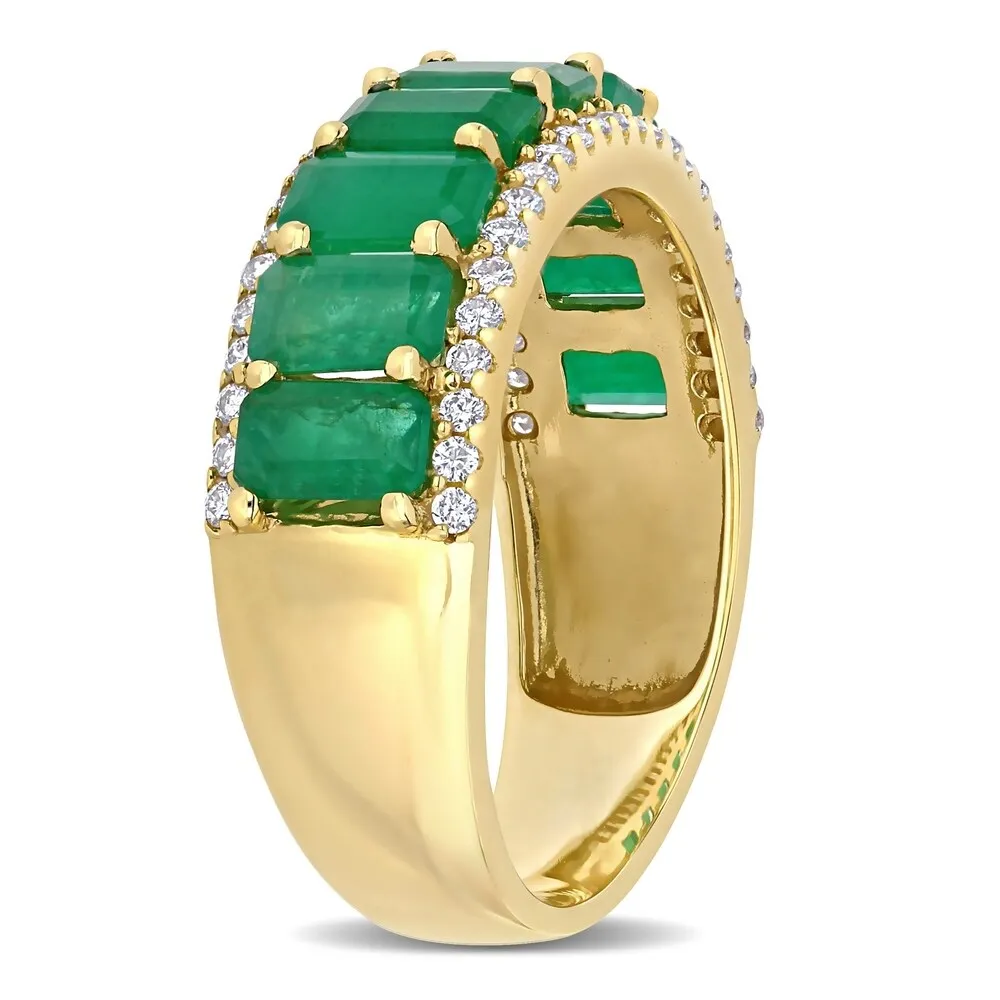 Miadora 14k Yellow Gold Octagon-Cut Emerald and 1/3ct TDW Diamond Anniversary Band Ring sold by Zulily product image thumbnail 2
