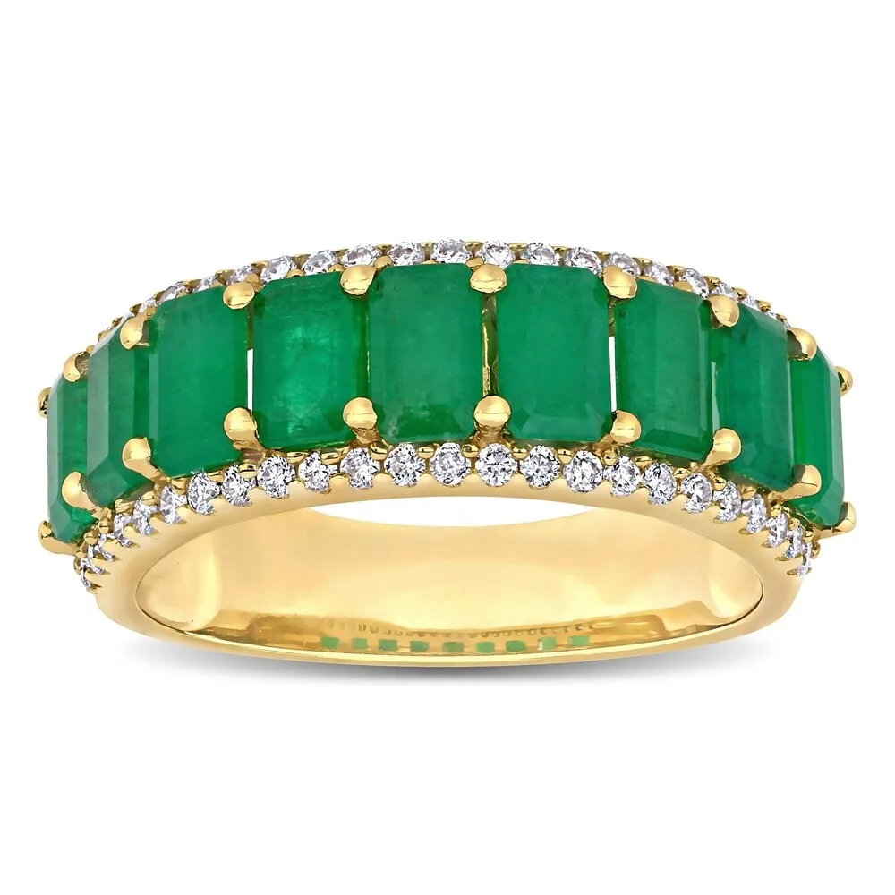 Miadora 14k Yellow Gold Octagon-Cut Emerald and 1/3ct TDW Diamond Anniversary Band Ring sold by Zulily