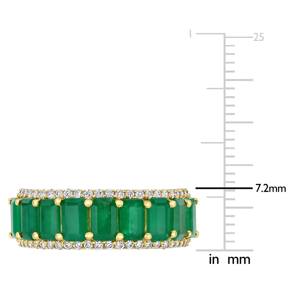 Miadora 14k Yellow Gold Octagon-Cut Emerald and 1/3ct TDW Diamond Anniversary Band Ring sold by Zulily product image thumbnail 4
