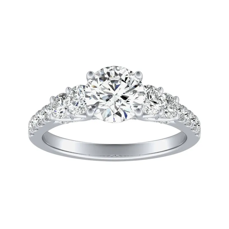 Auriya 14k Gold 4ct Moissanite and 5-Stone Diamond Engagement Ring 3/4ctw sold by Zulily