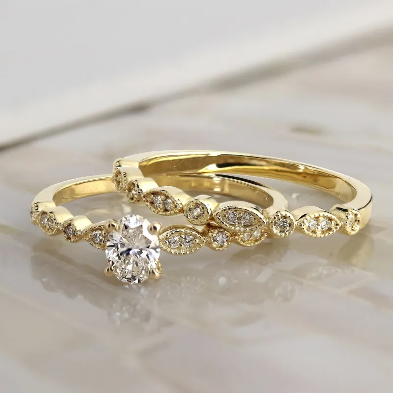 Auriya 14k Gold 3/4ctw Vintage Oval Diamond Engagement Ring Set sold by Zulily
