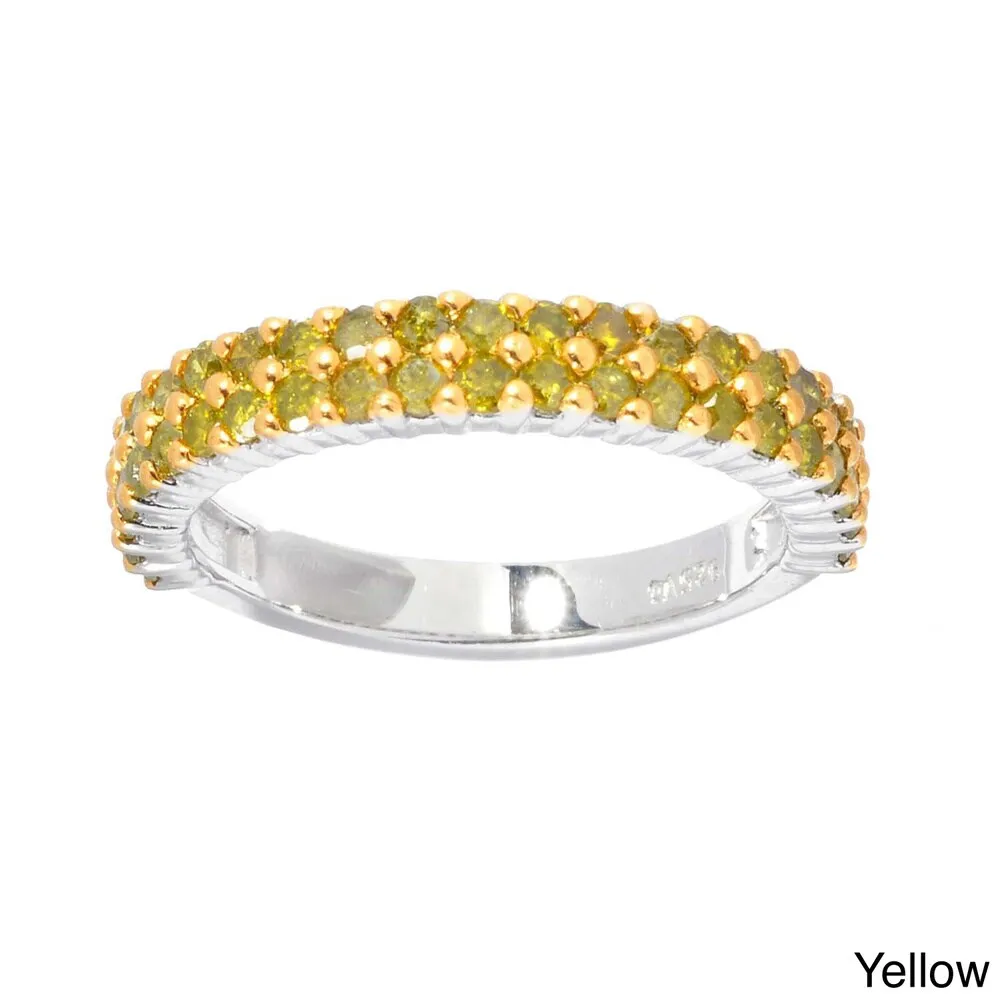 Sterling Silver 1ct TDW Colored Diamond Double Row Ring sold by Zulily product image thumbnail 2