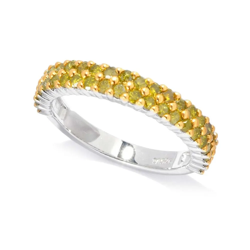 Sterling Silver 1ct TDW Colored Diamond Double Row Ring sold by Zulily product image thumbnail 4