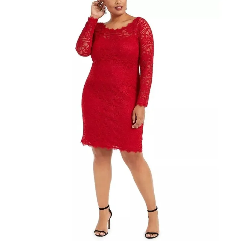 Jump Women's Trendy Lace Sheath Dress Red Size 3X sold by Zulily