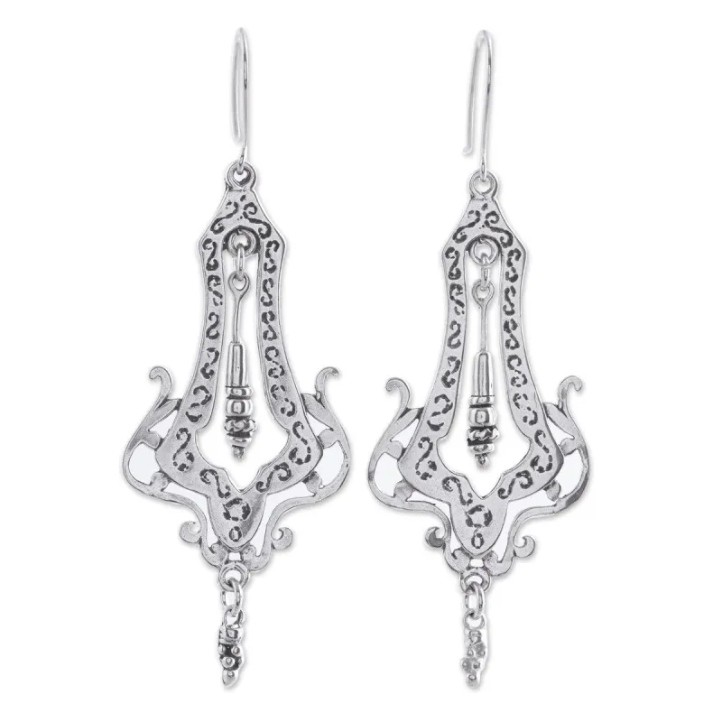 Novica Handmade Long Lace Sterling Silver Dangle Earrings made by Zulily