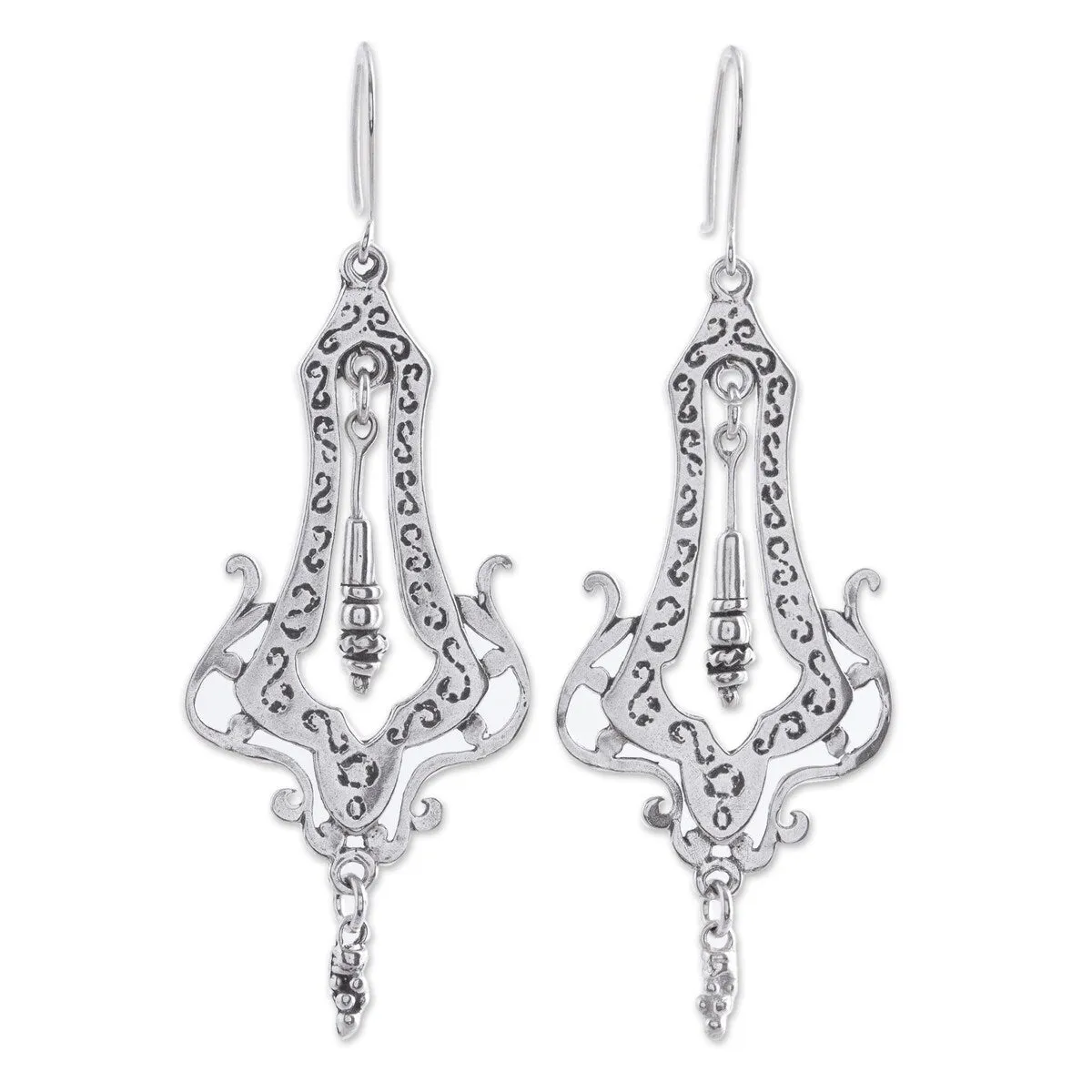 Novica Handmade Long Lace Sterling Silver Dangle Earrings sold by Zulily