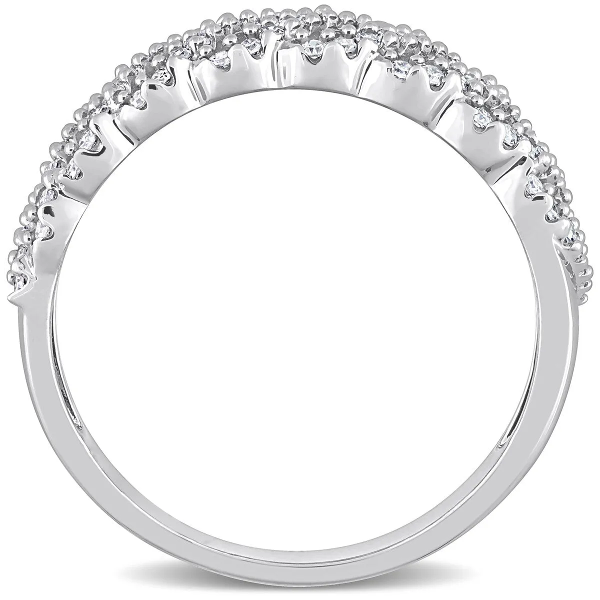 Miadora 1/3ct TDW Diamond Swirl Crossover Band Ring in 10k White Gold sold by Zulily product image thumbnail 4