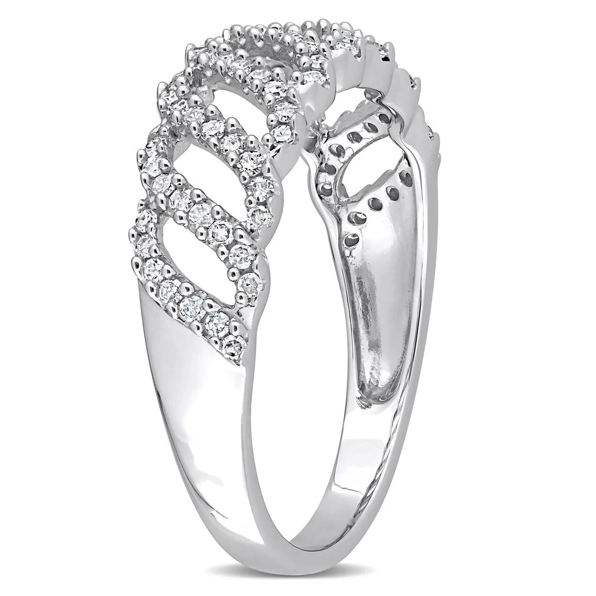 Miadora 1/3ct TDW Diamond Swirl Crossover Band Ring in 10k White Gold sold by Zulily product image thumbnail 3