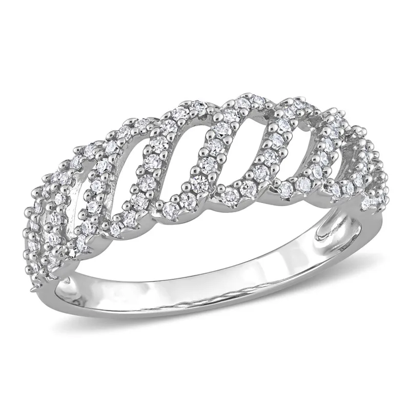 Miadora 1/3ct TDW Diamond Swirl Crossover Band Ring in 10k White Gold sold by Zulily