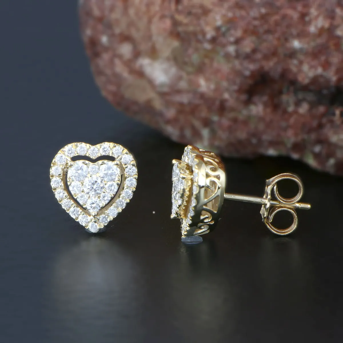 De Couer 14K Yellow Gold 1/2ct TDW Diamond Heart Shape Earrings sold by Zulily product image thumbnail 2