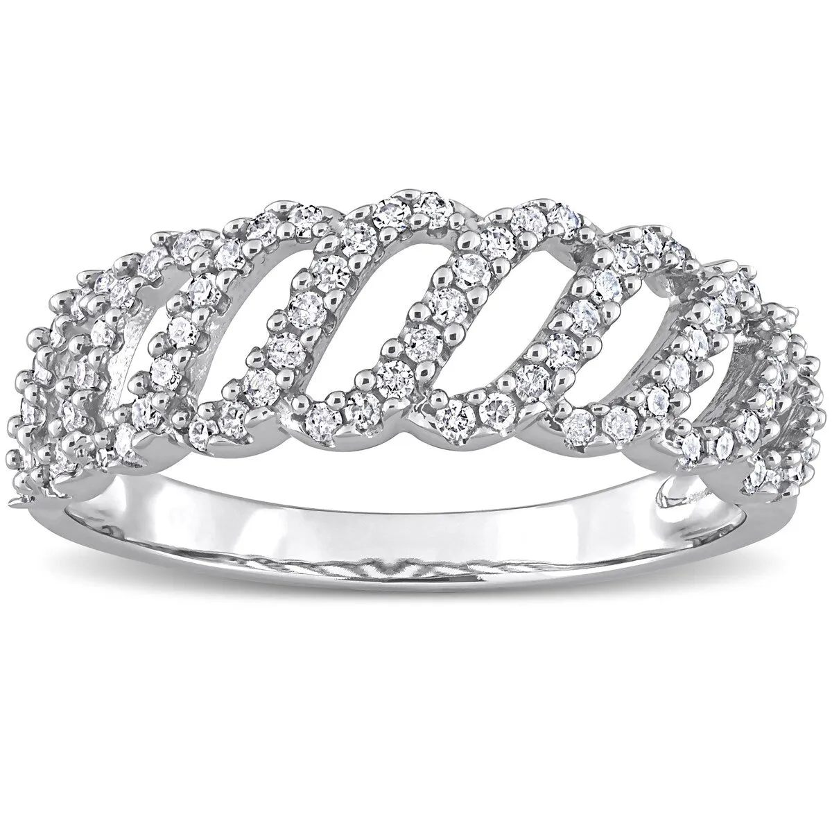 Miadora 1/3ct TDW Diamond Swirl Crossover Band Ring in 10k White Gold sold by Zulily product image thumbnail 2
